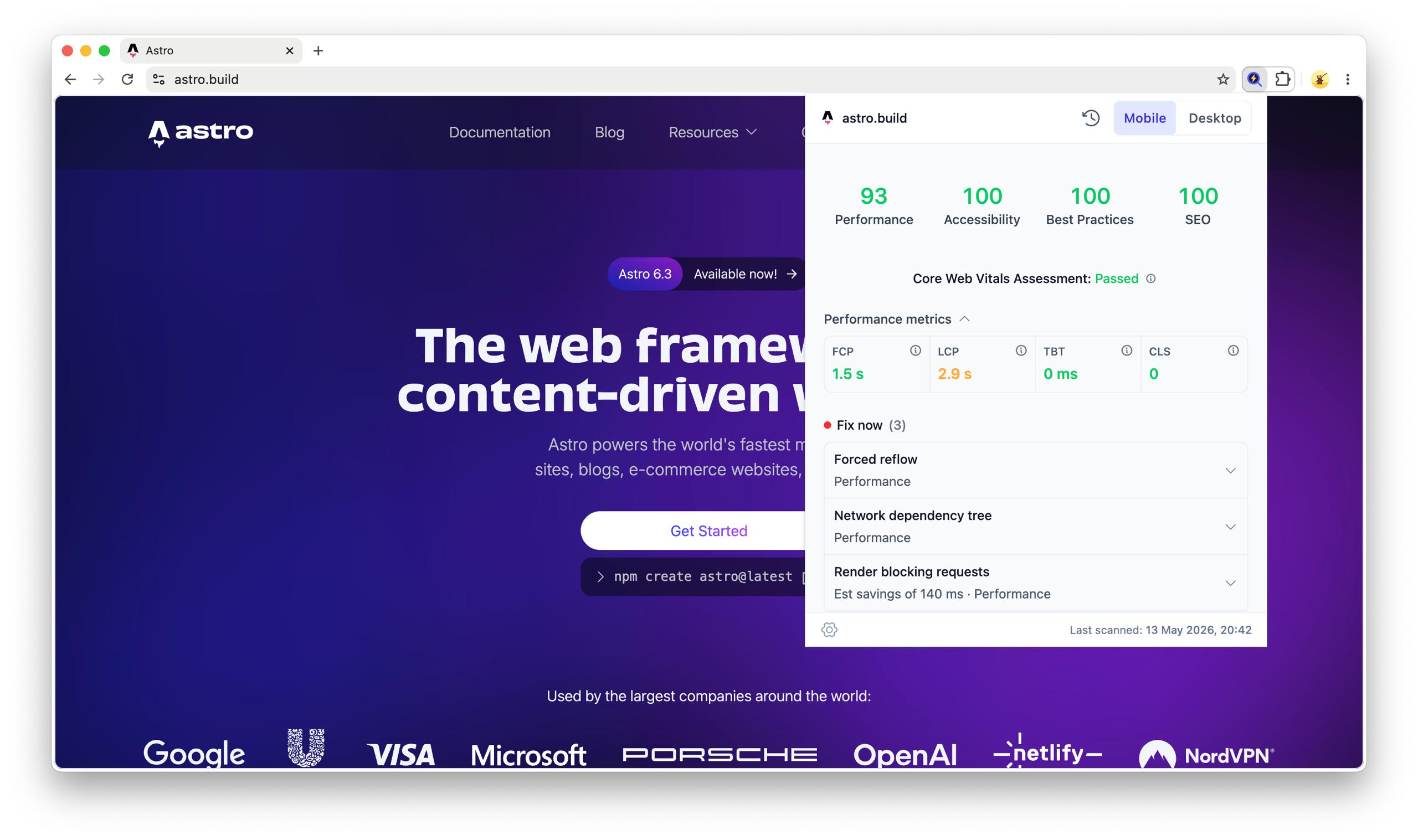 Metricly page speed and SEO audit